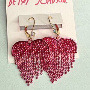Betsey Johnson Unbreak My Heart Pink Chain earrings NWT